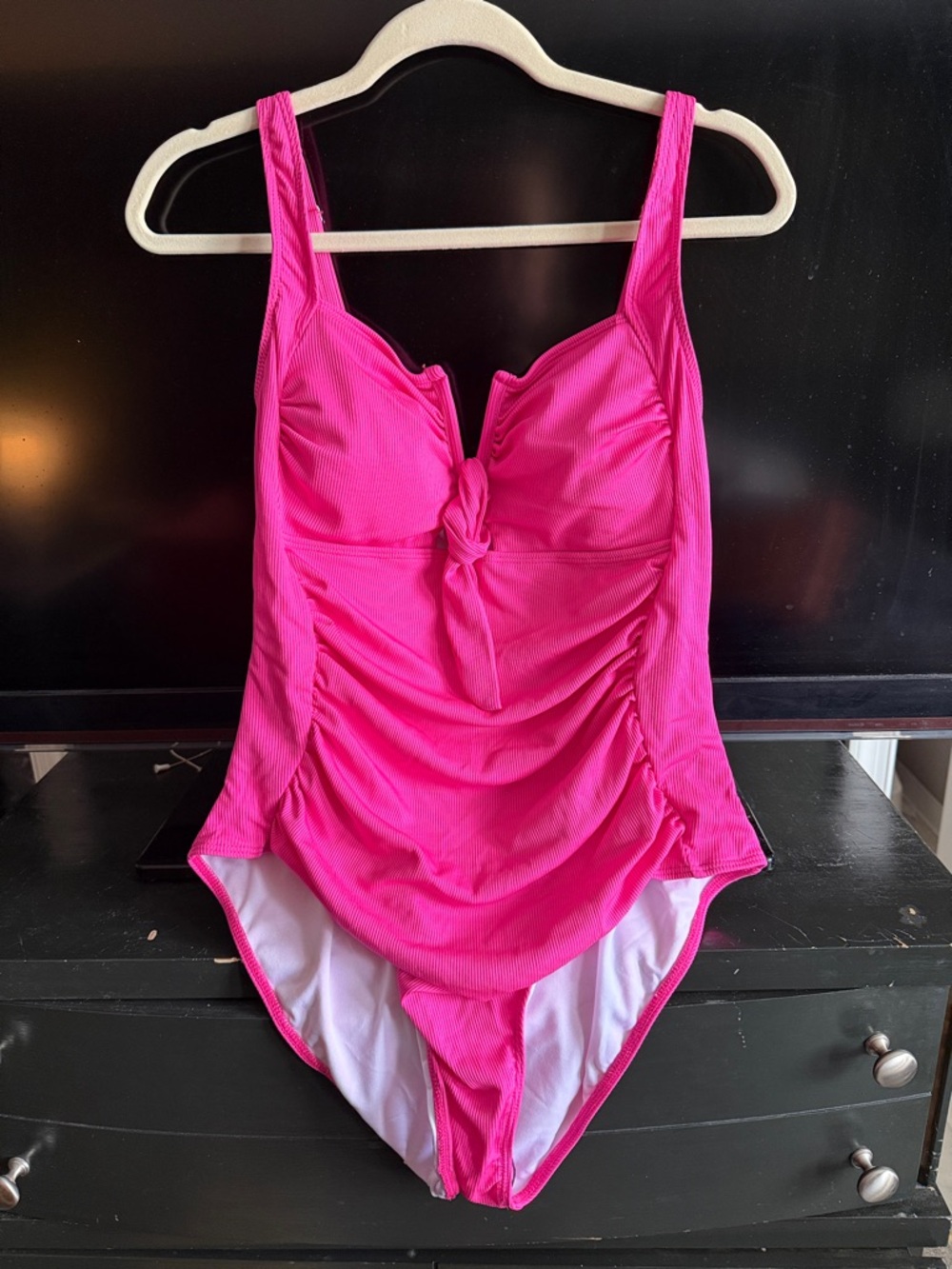 SHEIN Hot Pink One-Piece Swimsuit with Front Knot